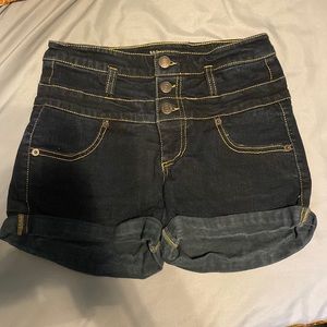 High waisted blue Jean shorts